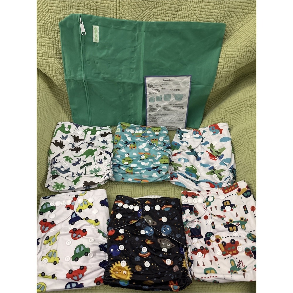 Cloth Diaper 6 Pack w 6 Inserts & Wet Bag Adjustable by Wegreeco Decorative